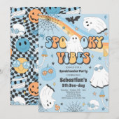 Halloween Groovy Cute Ghost Spooky Vibes Birthday Kaart (Voorkant / Achterkant)