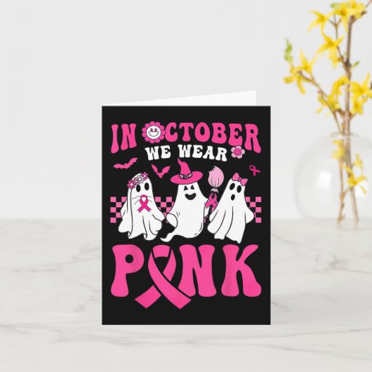 Halloween Groovy Draag Roze Borstkanker Warrior C Kaart (Gele Bloem)