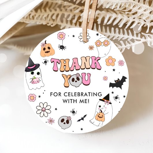 Halloween Groovy Ghost 1e verjaardag Bedankjes Labels