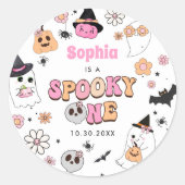 Halloween Groovy Ghost 1e verjaardag Ronde Sticker (Voorkant)