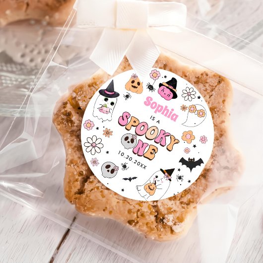 Halloween Groovy Ghost 1e verjaardag Ronde Sticker