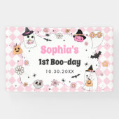 Halloween Groovy Ghost 1e verjaardag Spandoek (Horizontaal)