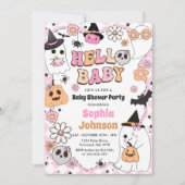 Halloween Groovy Ghost Baby shower Kaart (Voorkant)