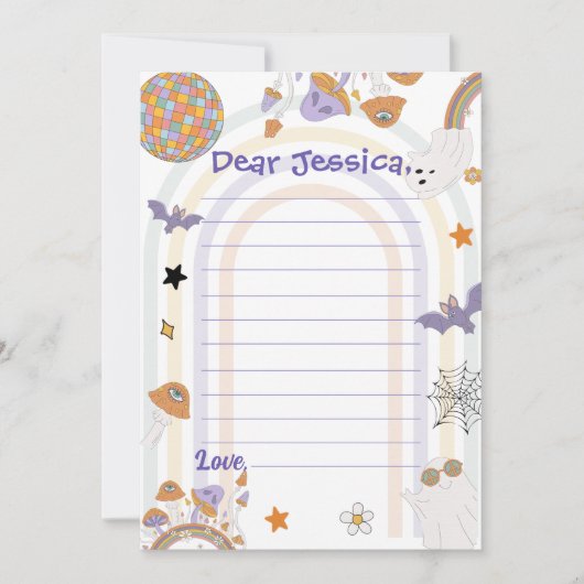 Halloween Groovy Leuke Ghost Time Capsule Bedankkaart (Voorkant)