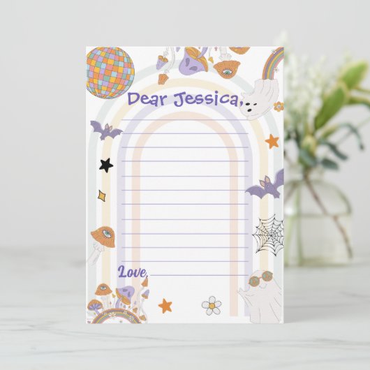 Halloween Groovy Leuke Ghost Time Capsule Bedankkaart (Staand voorkant)