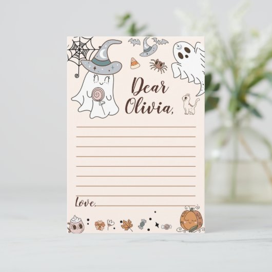 Halloween Groovy Leuke Ghost Time Capsule Note Mes Bedankkaart (Staand voorkant)
