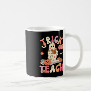 Halloween Groovy Trick of Teach Retro Floral Ghost Koffiemok