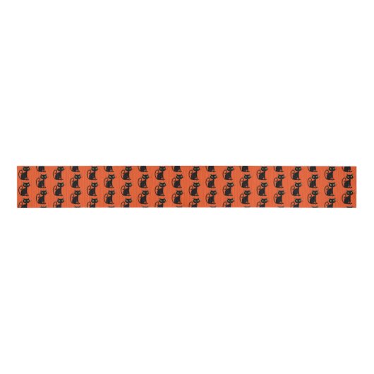 Halloween Grosgrain Ribbon-Black Cat Grosgrain Lint (Voorkant)