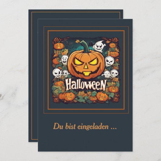 Halloween: Großer Kürbis - Kaart (Voorkant / Achterkant)