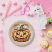 Halloween: Großer Kürbis -  Papieren Bordje (Feest)