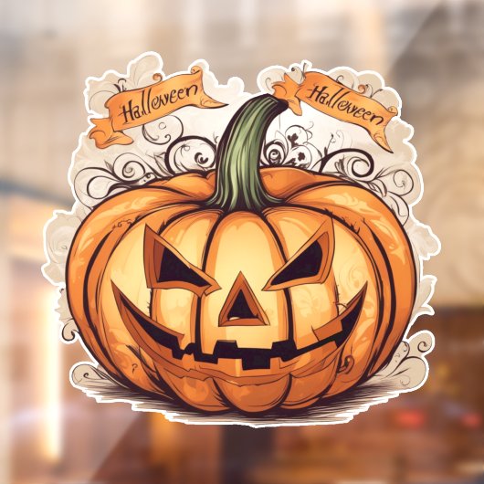 Halloween: Großer Kürbis -  Raamsticker (Vel 2)