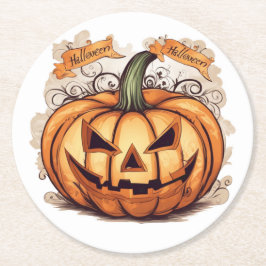 Halloween: Großer Kürbis -  Ronde Kartonnen Onderzetter