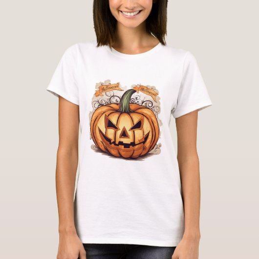 Halloween: Großer Kürbis -  T-shirt (Voorkant)