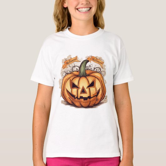 Halloween: Großer Kürbis -  T-shirt (Voorkant)