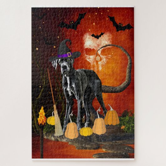 Halloween Grote Deen Hond Legpuzzel (Verticaal)