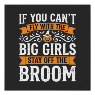 Halloween Grote Meisjes Bezem Heks Ontwerp_1 Perfect Poster
