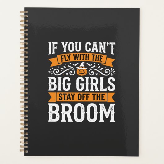 Halloween grote meisjes bezem heks ontwerp_1 planner (Voorkant)