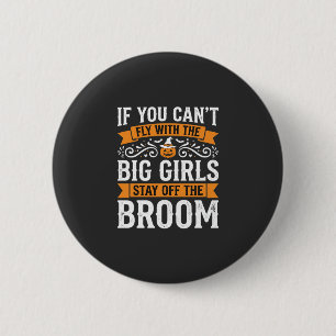 Halloween grote meisjes bezem heks ontwerp_1 ronde button 5,7 cm