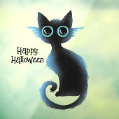 Halloween Grote Ogen Zwart Blauwe Boze Kat Raamsticker (Vel 3)