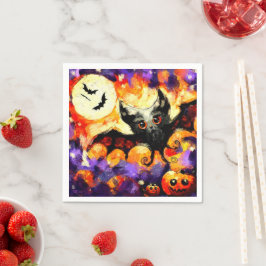 Halloween Grote-Oog Vleermuis Maan Jack-o-Lantern  Servet