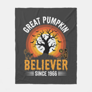 Halloween Grote Pompoen Gelover Retro Skelet Fleece Deken