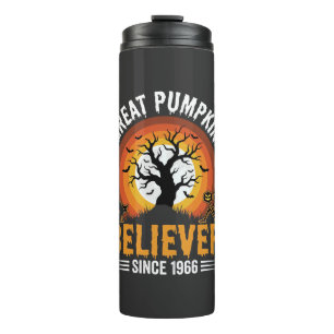 Halloween Grote Pompoen Gelover Retro Skelet Thermosbeker