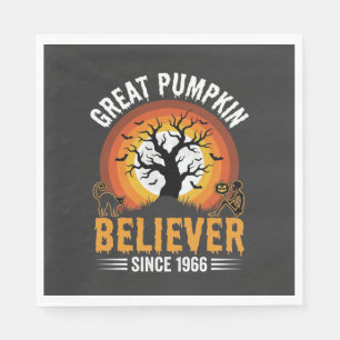 Halloween Grote Pompoen Gelovige Retro Skelet Servet