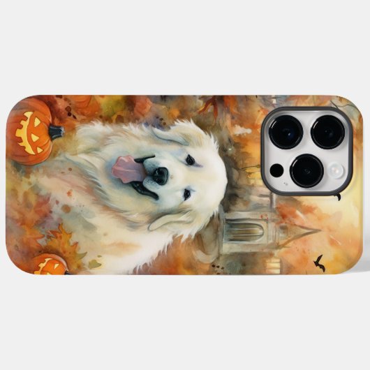 Halloween Grote Pyreneeën met pompoenen eng Case-Mate iPhone Case (Achterkant (horizontaal))