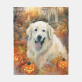 Halloween Grote Pyreneeën met pompoenen eng Fleece Deken (Voorkant)