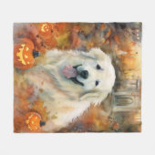 Halloween Grote Pyreneeën met pompoenen eng Fleece Deken (Voorkant (Horizontaal))
