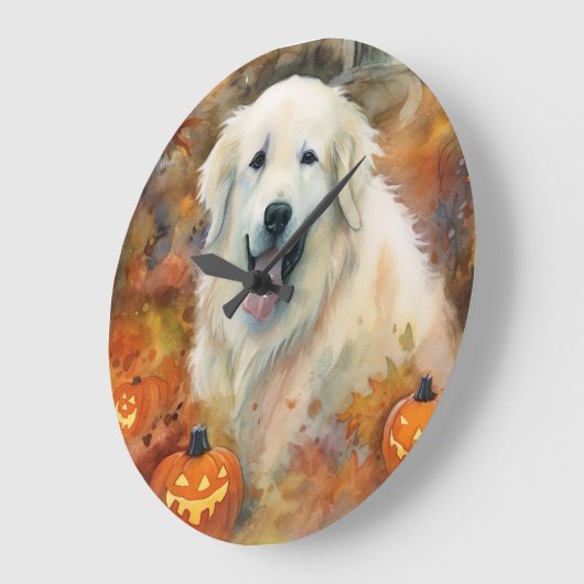 Halloween Grote Pyreneeën met pompoenen eng Grote Klok (Hoek)