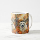 Halloween Grote Pyreneeën met pompoenen eng Koffiemok (Voorkant rechts)