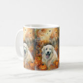 Halloween Grote Pyreneeën met pompoenen eng Koffiemok (Voorkant links)