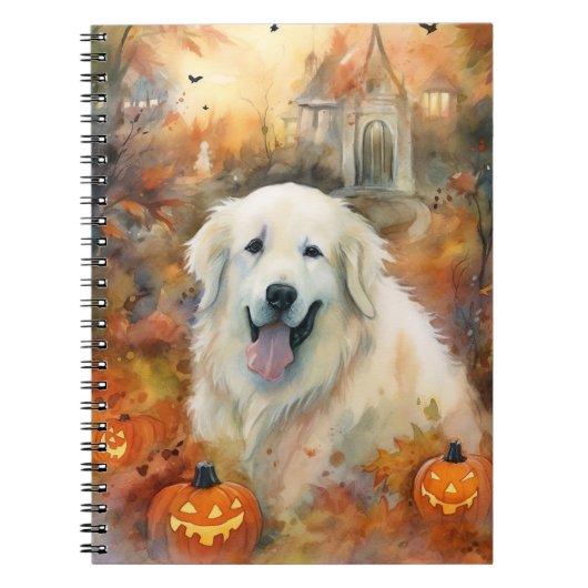 Halloween Grote Pyreneeën met pompoenen eng Notitieboek (Voorkant)