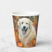 Halloween Grote Pyreneeën met pompoenen eng Papieren Bekers (Voorkant)