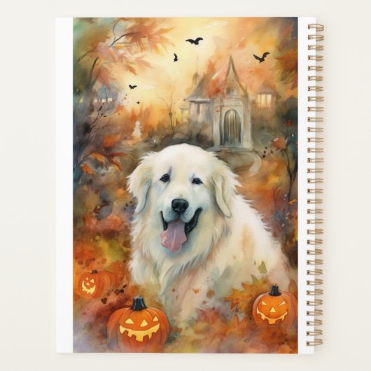 Halloween Grote Pyreneeën met pompoenen eng Planner (Achterkant)