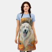 Halloween Grote Pyreneeën met pompoenen eng Schort (Gedragen)