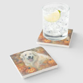 Halloween Grote Pyreneeën met pompoenen eng Stenen Onderzetter (Zijkant)