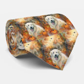 Halloween Grote Pyreneeën met pompoenen eng Stropdas (Opgerold)