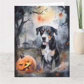 Halloween Grote Zwitserse Hond Met Pompoenen Griez Kaart (Voorkant)