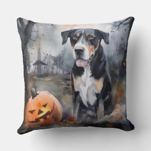 Halloween Grote Zwitserse Hond Met Pompoenen Griez Kussen