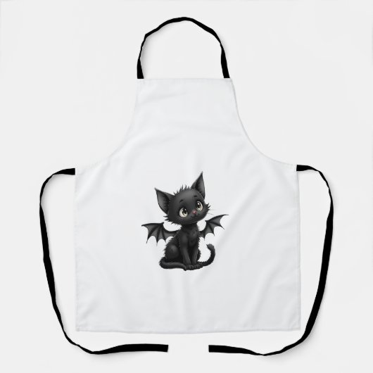 Halloween Grumpy Black Kitten In Bat Costume Schort (Voorkant)