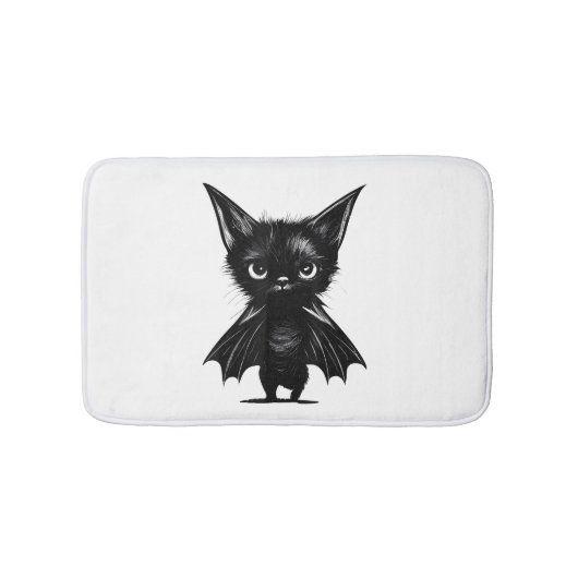 Halloween Grumpy Black Kitten in BBat Costume Badmat (Voorkant)