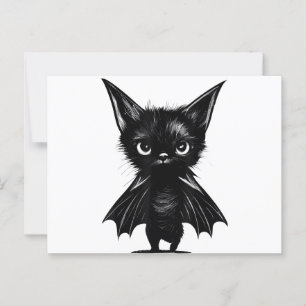 Halloween Grumpy Black Kitten in BBat Costume Briefkaart