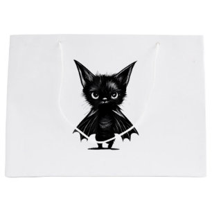 Halloween Grumpy Black Kitten in BBat Costume Groot Cadeauzakje