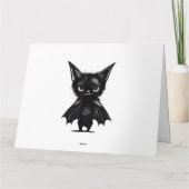 Halloween Grumpy Black Kitten in BBat Costume Kaart (Achterkant)