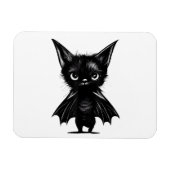 Halloween Grumpy Black Kitten in BBat Costume Magneet (Horizontaal)