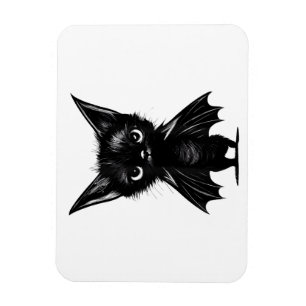 Halloween Grumpy Black Kitten in BBat Costume Magneet