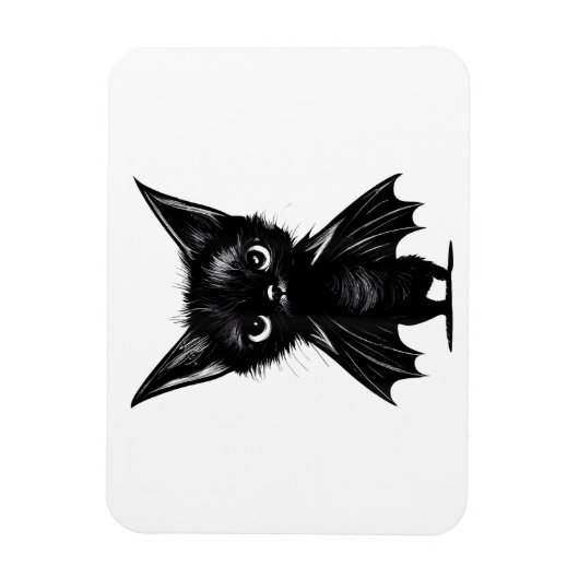 Halloween Grumpy Black Kitten in BBat Costume Magneet (Verticaal)