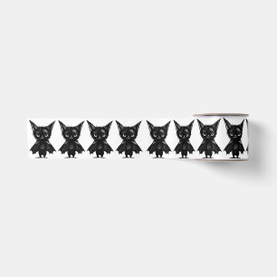 Halloween Grumpy Black Kitten in BBat Costume Satijnen Lint